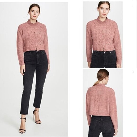 Cushnie sweater NWT Mock Turtle Neck Sweater Woodrose Pink S new - Picture 1 of 14